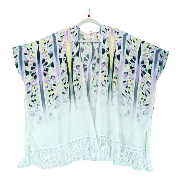 NWT $79 Victoria's‎ Secret Women's Geometric Abstract Pattern Fringe Kimono Sz M - Picture 1 of 6